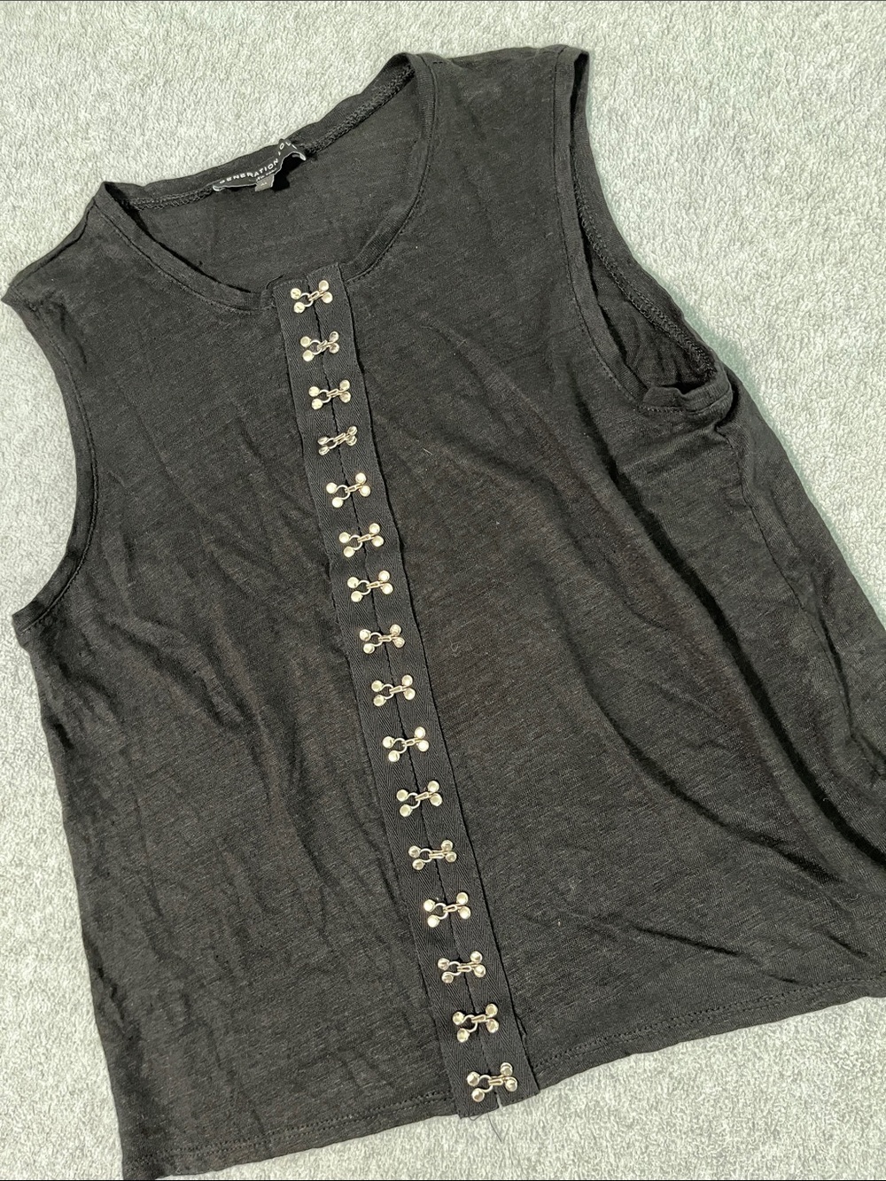 Whimsigoth Grunge Black Sleeveless Top Womens Medium Punk Steampunk Goth Rock